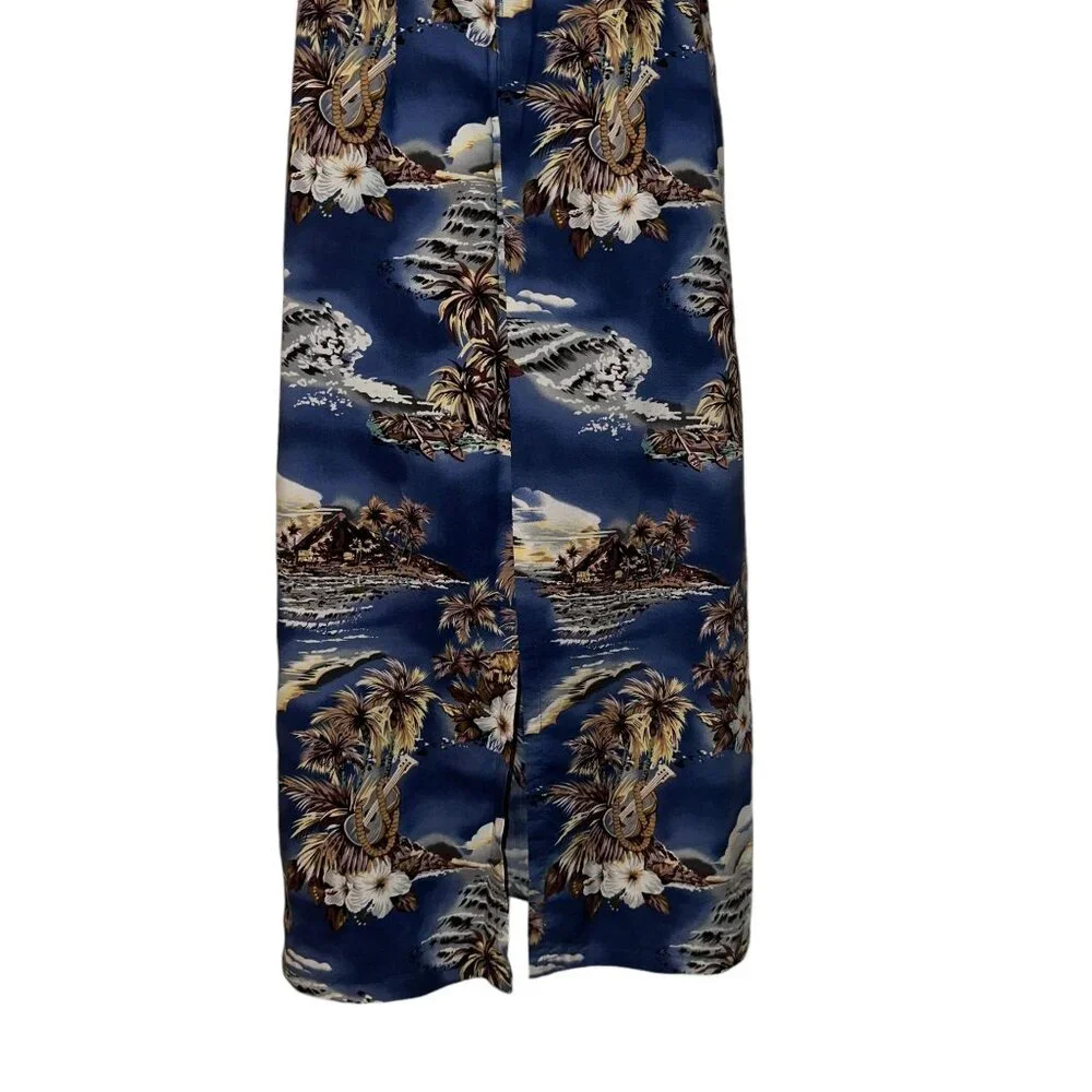 Vtg Hilo Hattie Hawaii Muumuu Beach Dress Womens 8 Blue Mumu Floral Hawaiian - Picture 8 of 10